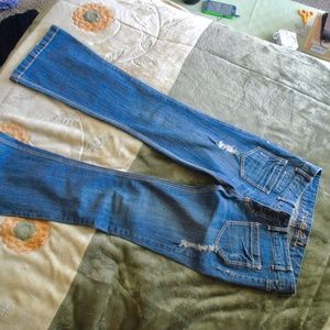 embroidered western style flare jeans